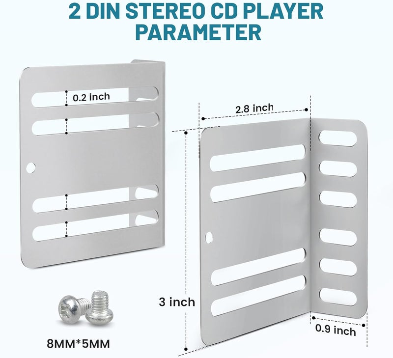 NuIth Double DIN Installation Kit, Universal Fit Metal Radio/DVD Player/Fitting Cage Mounting Bracket, Car Stereo Mounting Frame W/ Screws, 2.8x3x0.9 Inches - Image 2